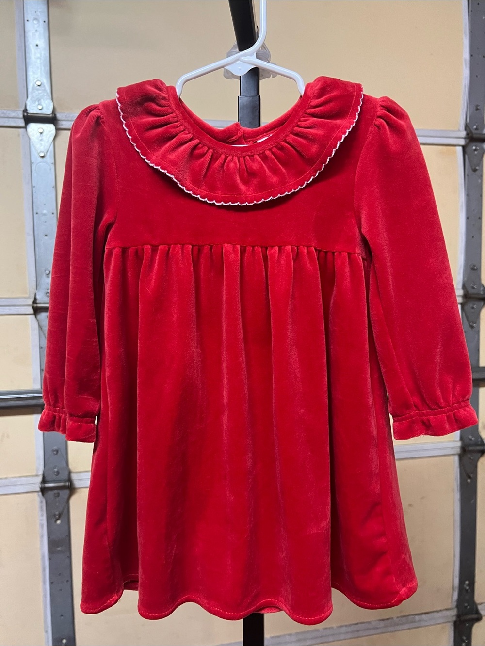 wonder nation Red Velvet Ruffle Collar Dress